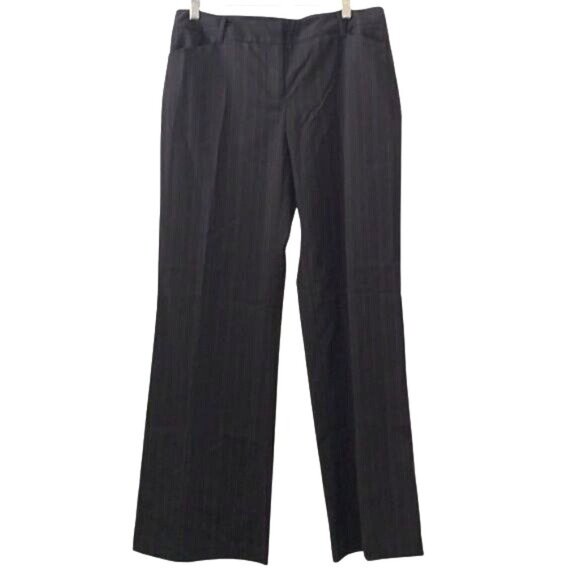 AB Studio Womens Pinstripe Brown Wide-Leg Dress Pants Size 10 Polyester/Rayon/Sp - Picture 1 of 14